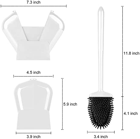 Brush e suporte do vaso sanitário Wiavz, escova de vaso sanitário de silicone com suporte automaticamente aberto/fechado,