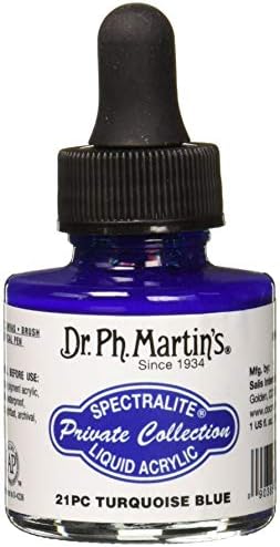 Dr. Ph. Martin's Spectralite Collection Private Acrílico líquido Bottle Arcylic Paint, 1,0 oz, azul turquesa