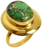 Rara Green Mohave Copper Turquoise Shape Oval Cabochon Designer Buzel Ring