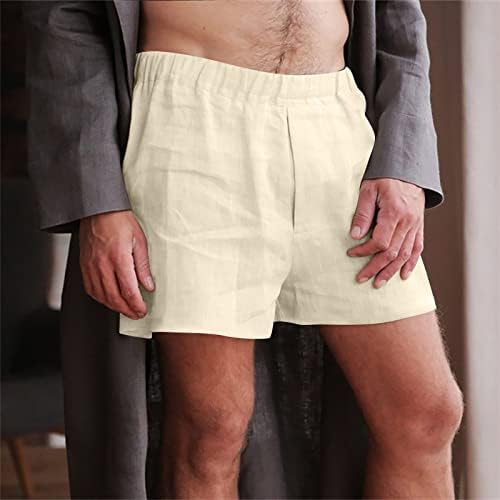 Overmal Men's Sports Cotton Linen Casual shorts soltos de pijamas casuais calças de bolso de bolso