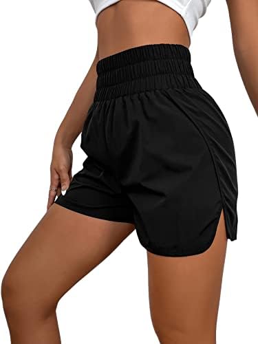 Romwe Women Wide Band Cantura alta Curved Sport Gym Workout Athletic Running Shorts