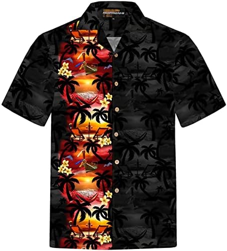 Camisas havaianas para homens jogando boliche de manga curta