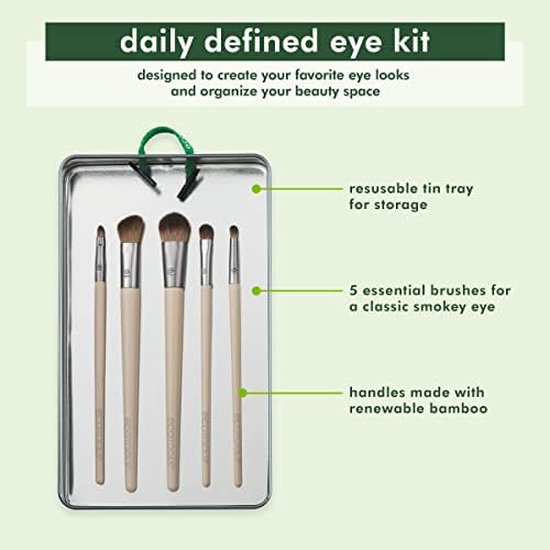 Kit de pincel de maquiagem para os olhos definido por ecotools, looks de maquiagem para olhos versáteis e amigáveis ​​para
