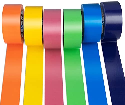 Pacote de 6 mochilas fita adesiva colorida 2 polegadas x 30 jardas Rainbow Cores variadas fita adesiva, rolos de fita de arte coloridos multipack, fita de ducto pesado para artesanato DIY Projetos de DIY da escola em casa