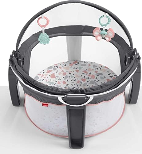Fisher-Price Portable Bassinet e Play Space On-the-Go Baby Dome com brinquedos de desenvolvimento e dossel, rosa Pacific Pebble