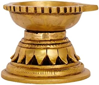 Kalarambh Brass Small Diya para o Home Office Temple Puja/Pooja Decoração Arte de Handicraft Collectible - Amarelo, 2,8