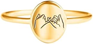 FUNYCHEN 925 STERLING SLATER JEWELS Pinky Swear Ring for Women Minimalist Sinete Promise Rings Para Casal Ring Ring Weaking Band,