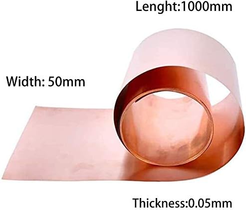 Nianxinn Cobper Metal Folha de papel alumínio Corte de cobre Comprimento de metal de 1000 mm de largura de 50 mm folhas