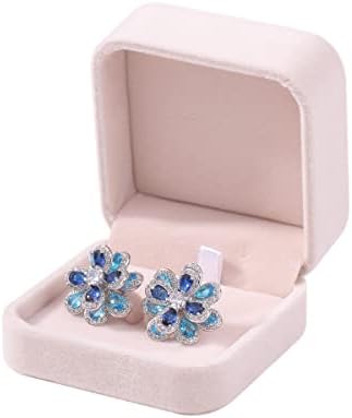 Miss.F & D Brincos femininos, Big Flower Shape Halo Design Azul Brincos de pedras preciosas roxas 2022 jóias de moda