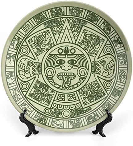 México Calendário Mayan Aztec O osso engraçado China Decorativa Placas redondas Placas de cerâmica Craft With Display Stand for Home