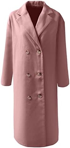 Casacos de trincheira ndvyxx para mulheres, 2022 inverno casual quente lã mistura casaco de ervilhas longas quebra -vento