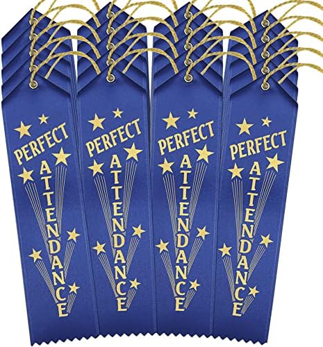 Ribbonsnow Fitas de presença perfeitas - 100 fitas azuis com cartão e cordas