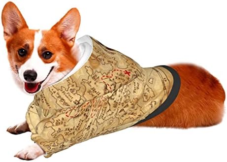 Mapóis de cães do mapa retrô, roupas de estimação, animais de estimação usam roupas de moletom de moletom para cães para cães
