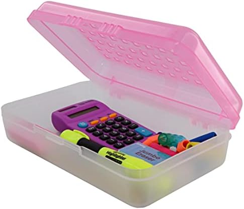 Caixa de lápis de enday rosa, plástico pequeno capa lápis, utilidade de armazenamento escolar Organizador da caixa de caixa