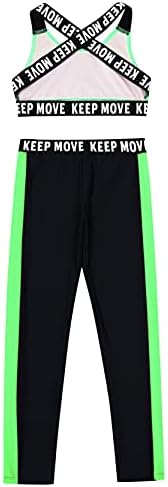 Haitryli Kids Girls Athletic Athletic Sportswear Roup Crop Tops com leggings atléticos para treino de ioga esportiva de ginástica