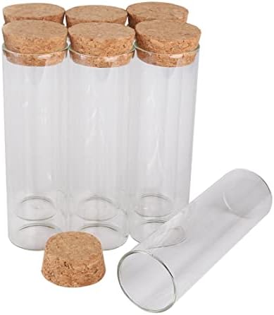 XMYTTU 6 peças 50ml 30x100mm Transparentes Tubo de teste de vidro com rolhas de cortiça garrafas de vidro vazias Jarras de frascos
