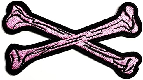 Kleenplus rosa ossos cruzados costuram ferro em remendo apliques de roupas bordadas artesanato de roupas artesanais Capéu