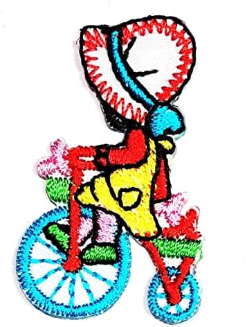 Kleenplus 3pcs. Mini Pretty Girl Riding Bicycle Cute desenho animado Ferro bordado em Sew On Bistge for Jeans Jeans Jackets