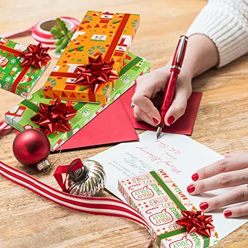 DeRayee Gift Card Titular Christmas, 8 Pack Holiday Gift Caixas de cartão com arcos e tags mini favoras caixas de presente