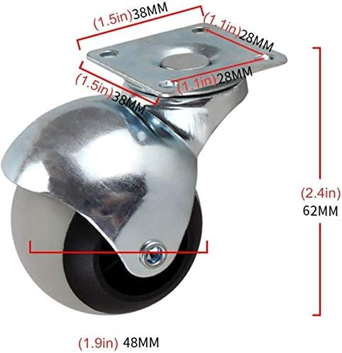 Rodas Zyledw Caster, rodas de balcão de 4pcsniterers, rodas de movinger, rodas de carrinho de TPR, balas rotativas de 360 ​​graus