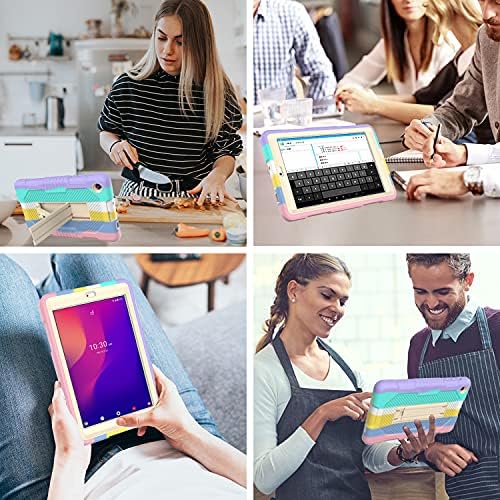 JSUSOU PARA ALCATEL Joy Tab 2 Case | Caso para Alcatel Joy Tab 2 8 polegadas 2020 Lançamento | Com capa de estojo de kickstand embutida para Metrobyt-Mobile Alcatel Joy Tab 2 | Rinbow Purple