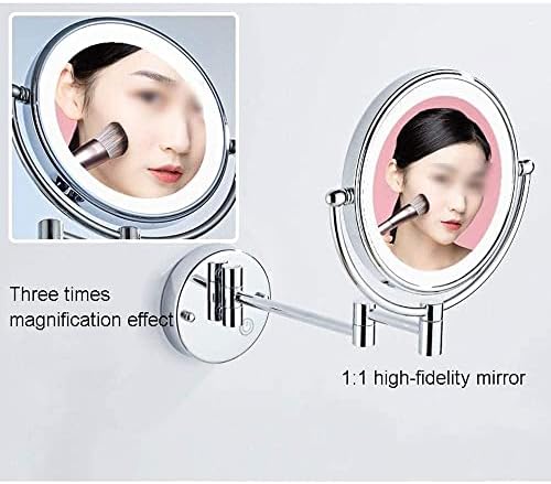 Espelho de maquiagem espelho de maquiagem espelho, espelho dobrável de banheiro espelho de parede LED Mingo de beleza