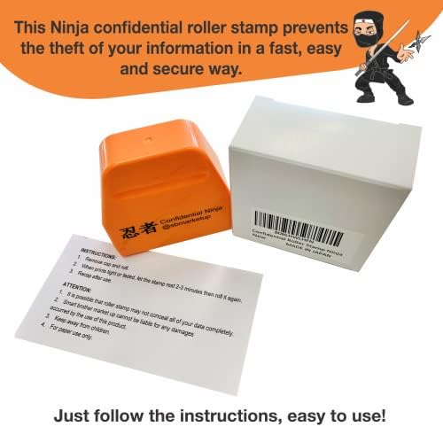 Id Id Confidencial Roller Stamp Ninja Made no Japão, Rolo de Proteção de Identidade, Proteja suas informações, Selo de Privacidade