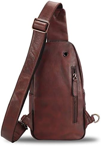 Bolsas de esteira de couro genuínas Crossbody Bolse Handmade Caminhando Daypack Retro ombro Backpack Sacos de peito