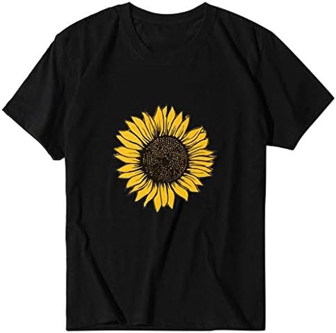 uikmnh mulheres larggy top sunflowers de verão de manga curta camisetas camisetas de algodão