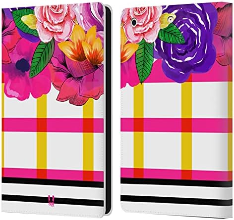 Caixa de cabeça projeta listras Floral Pattern Mix Leather Book Caixa Caixa Compatível com Apple iPad mini 1 / mini 2 / mini