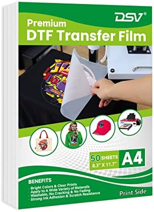 Filme de transferência de DTF, DSV A3 50 folhas Premium Premium Double-side Clear Pré-tratamento Folhas de transferência de calor