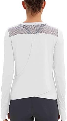 Fihapyli ictive feminino de manga longa Camisas de treino respirável Mesh Thumb Hole Yoga Sports Tanks Tops