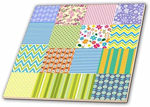 Imagem 3drose de dezesseis quadrados de designs coloridos juntos em um quadrado - azulejos