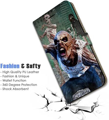 Para Samsung S22, para Samsung Galaxy S22, capa de capa de carteira de flip -flip, A24739 Zombie de terror