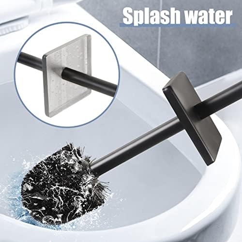Escova de vaso sanitário de aço inoxidável dote para a limpeza da organização de armazenamento de banheiro, escova de vaso sanitário preto e independente com suporte