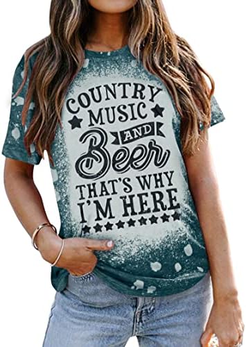 Culpe tudo na minha camisa de raízes Mulheres Casual Música Country Manga curta T-shirt Retro camisas branqueadas ocidentais