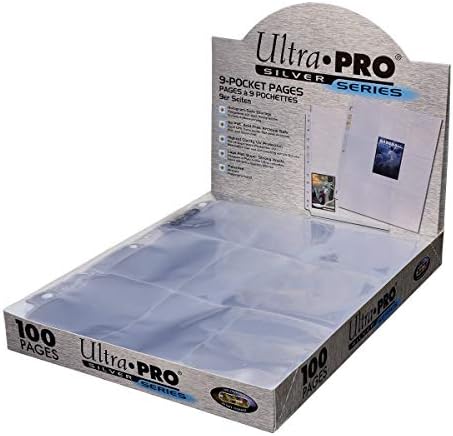 Páginas de bolso Ultra Pro 9 Silver Series 100 páginas de mangas de cartão para fichário de cartão de negociação, mangas de cartão