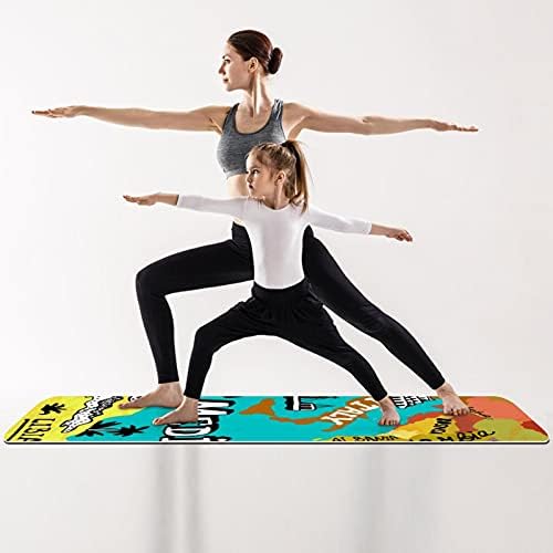 Exercício e fitness de espessura sem escorregamento 1/4 tapete de ioga com estampa de praia colorida para ioga pilates e exercício