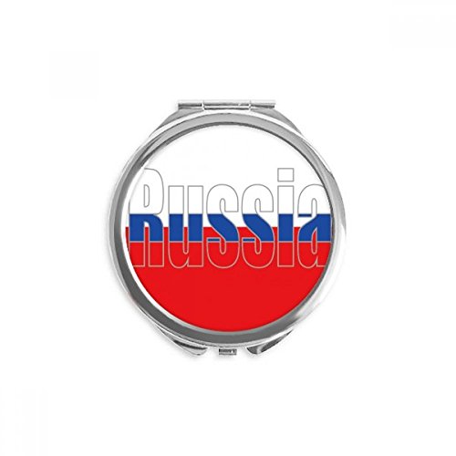Nome da bandeira do país da Rússia Hand espelho redondo de vidro portátil de bolso
