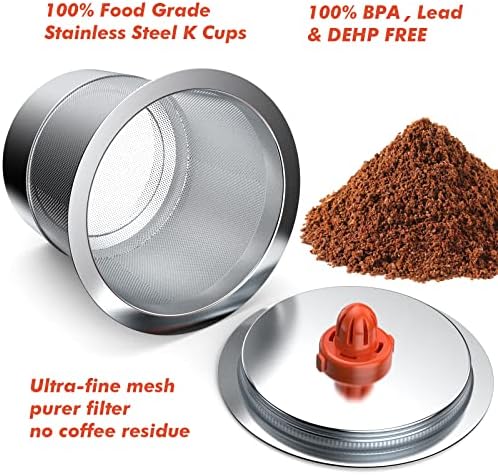 Copos K reutilizáveis ​​para Keurig | PODS de café reutilizável de Keurig compatível com 1,0 e 2,0 Keurig Cup de cafeteira de cafeteira de capa de aço inoxidável K Copo, BPA grátis
