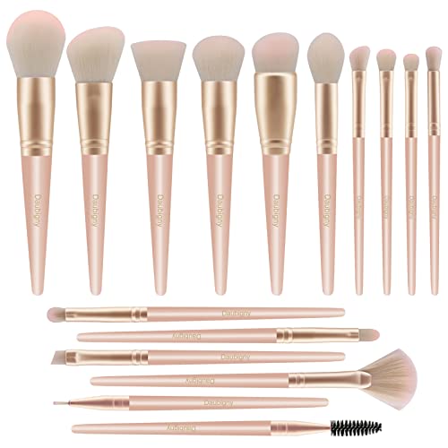 Pincéis de maquiagem, Daubigny 16pcs Silver Premium Synthetic Makeup Prowe