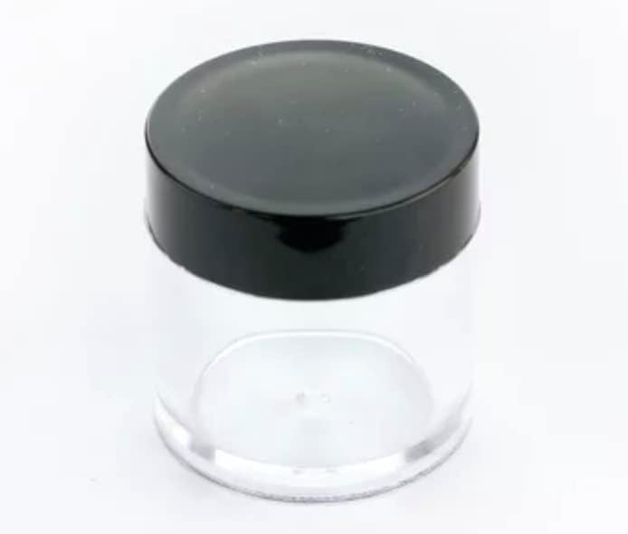 24 peças redonda redonda clara largo vazamento de vidro de vidro frascos com tampas lisas pretas à prova de vazamento à prova de vazamentos