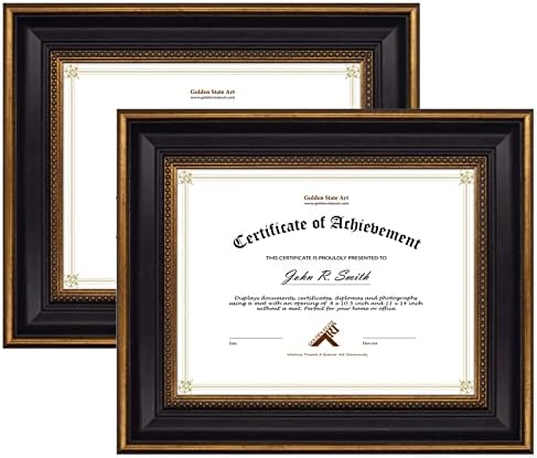Golden State Art, Diploma/Certificado/Certificado de 8.5x11, moldura de pendura de parede e com tampo de mesa com