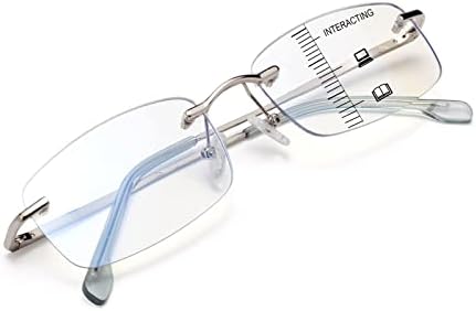 Progressivo Multifocal Computador Readinga de óculos de luz azul Bloqueio sem aro copos de leitura para homens homens retangulares