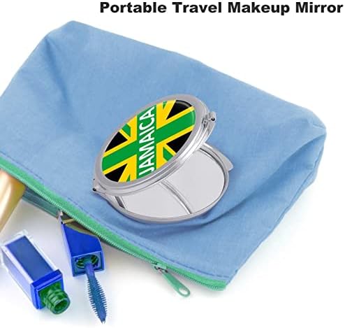 Bandeira do reino jamaicano Compact espelho redondo maquiagem de metal espelho de bolso portátil dobrável duplo-lado com 2x 1x