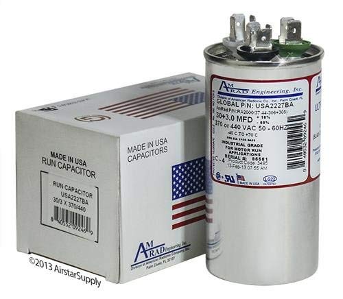 Pacote - Prolina C4DR303 - 30 + 3 UF / MFD 370 /440 Vac AmRad Reposição Round Dual Universal Capacitor - Feito nos EUA.