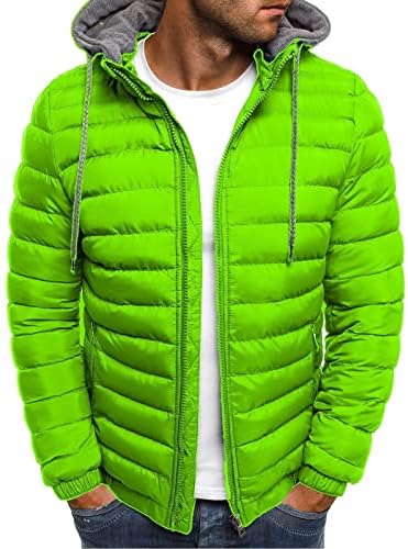 Jaqueta masculino de inverno jaqueta casual colorida com zíper de capuz de bolso de algodão de algodão de algodão conforto de plataforma de algodão