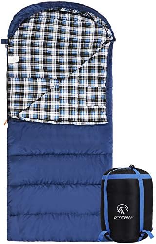 Saco de dormir de flanela Redcamp para adultos, sacos de dormir confortáveis ​​de algodão para acampar com capuz