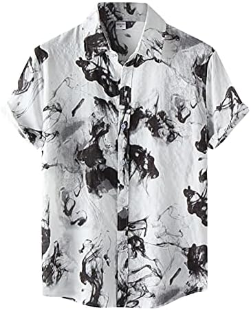 XXBR Mens Hawaiian camisas de manga curta e lava a impressão de camisa casual Button Summer Down Down Tops de praia soltos