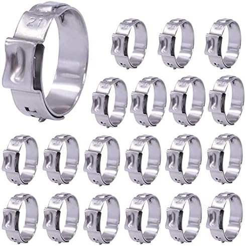Mankk 20pcs 5/8 polegadas de crimpagem pex anéis, anéis de grampo de orelha de aço inoxidável, para conexões de ajuste